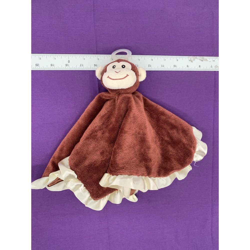 Nookums Monkey Brown Cream Silky Minky FLAWED Security Blanket Lovie